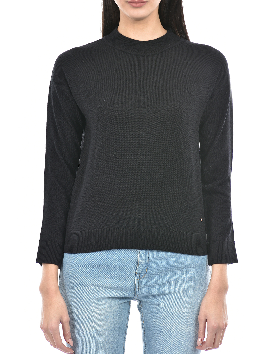 Numero Uno Women Solid Black Sweater